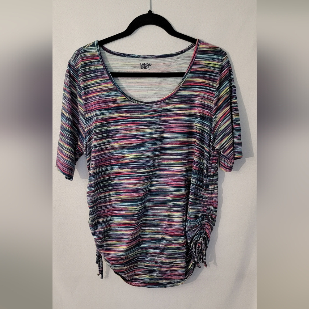 Lands' End Multicolor Striped Tee Size L